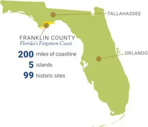 Map of Franklin County Florida on Florida's Forgotten Coast