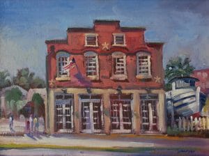 Painting of the HCA building in Apalachicola