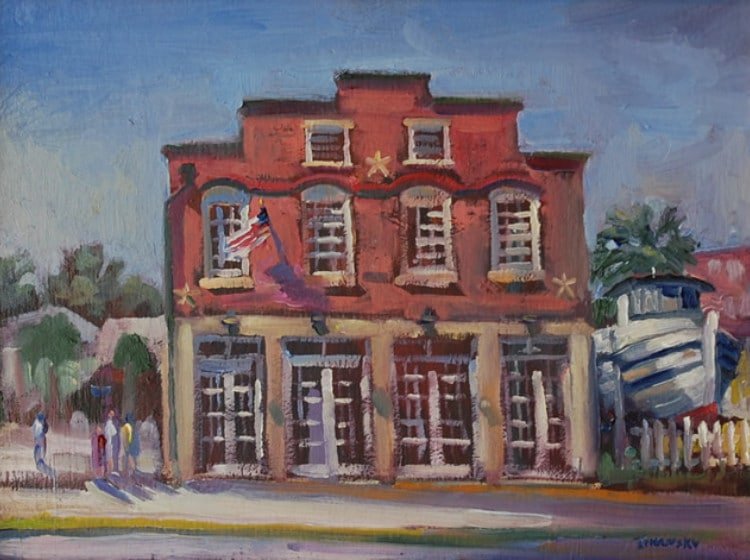 Painting of the HCA building in Apalachicola