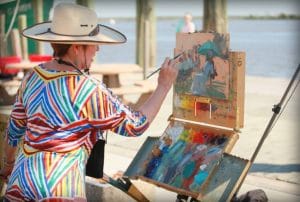 Plein Air Artist Painting at the Apalachicola Riverfront Park
