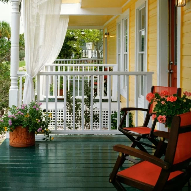 Porch Seating at Bed and Breakfast in Apalachicola Florida