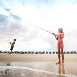 Kids Shore Fishing on St. George Island, Florida