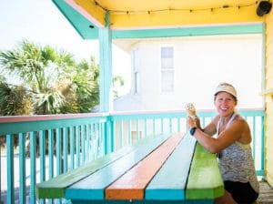 Woman enoying ice cream cone