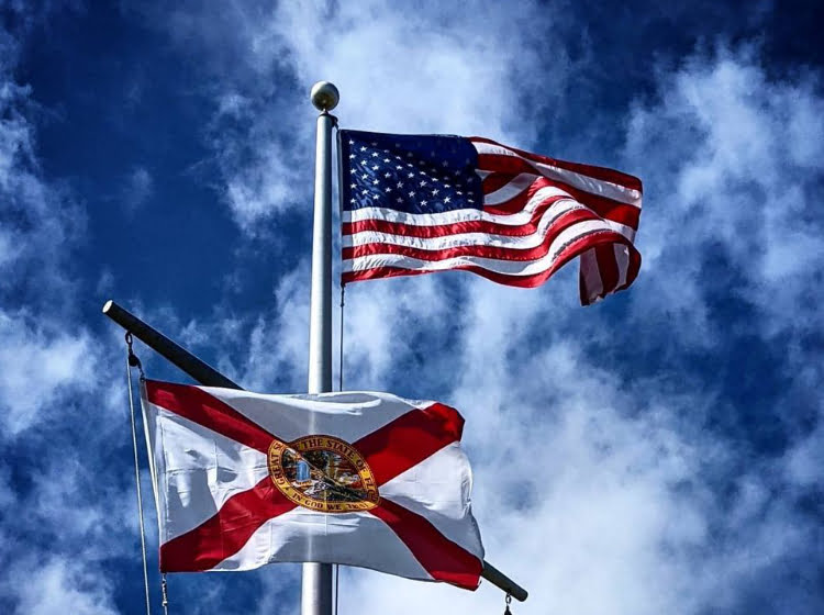 USA Flag and State of Florida Flag