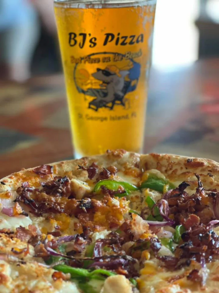 Beer and Pizza at BJ's Pizza on St. George Island
