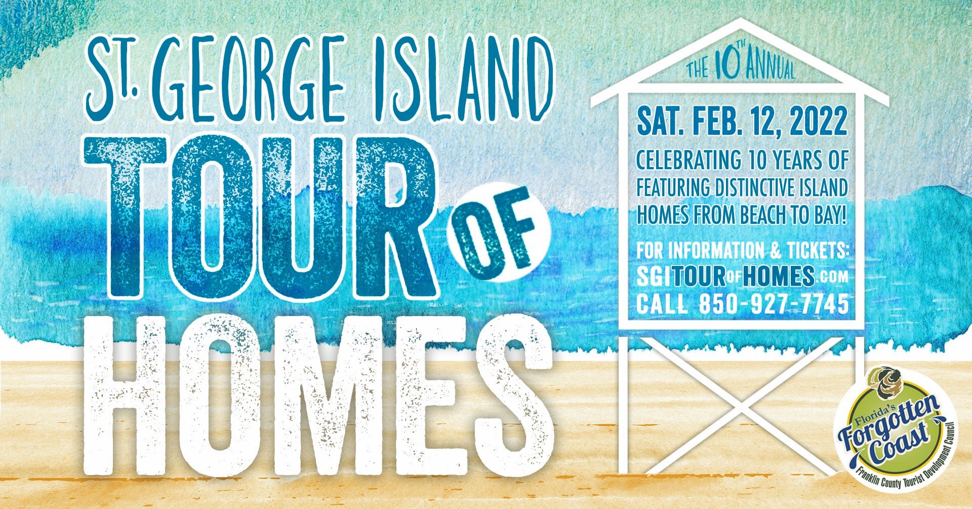 Flyer for the St. George Island Florida Tour of Homes February 12, 2022