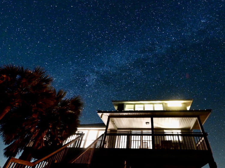 Photo of a St. George Island Vacation Rental and the night sky full of stars
