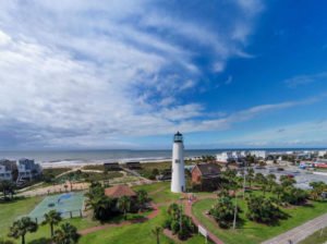 Aerial Photo of St. George Island Florida and the Lighthouse there